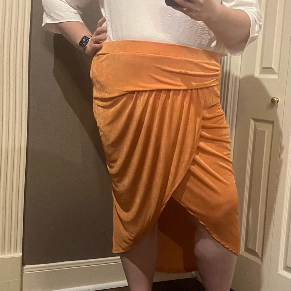 Slinky Orange Skirt from CurveSoul 3XL